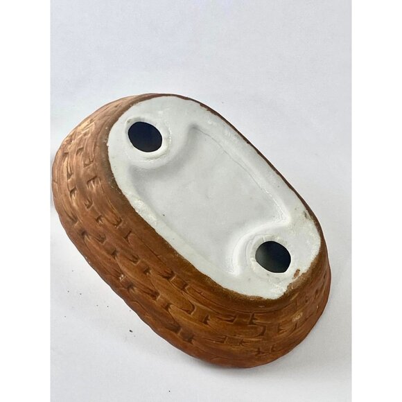 Vintage Ceramic Sleeping Cat In Basket Figurine Orange Blond Kitty - Picture 4 of 4